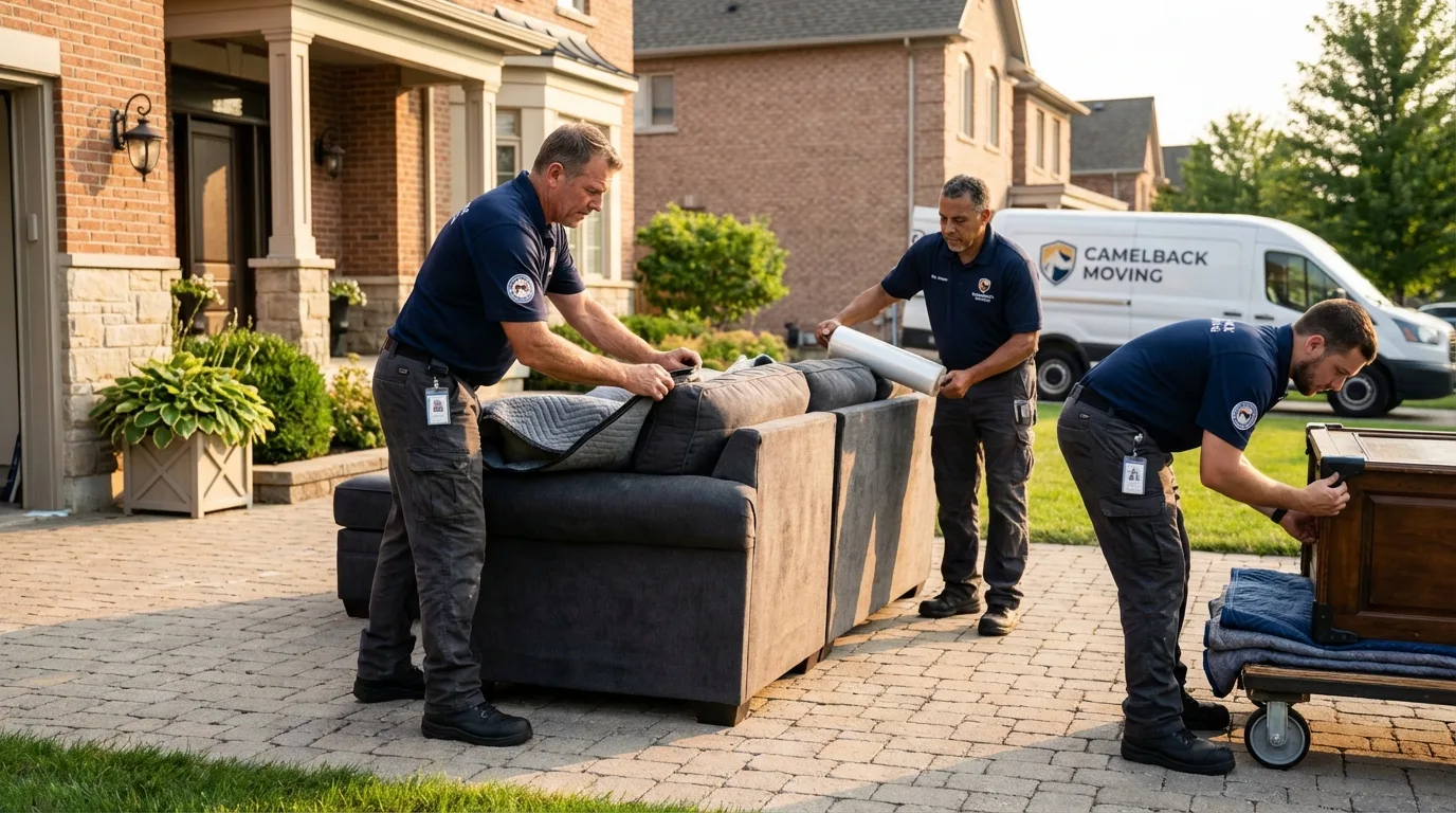 Large estate moving crew wrapping furniture in Otisville, NY
